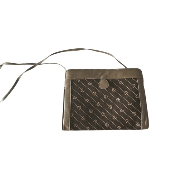 Etienne Aigner Genuine Leather Shoulder Bag / Clutch – Vintage 70s Logo Canvas